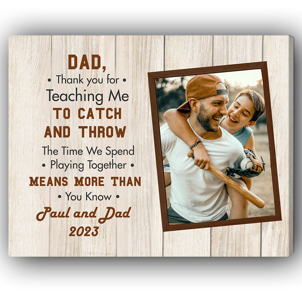 Thank Dad For Teaching - Personalized Father's Day gift for Dad - Custom Canvas Print - Elizabeth Fashions