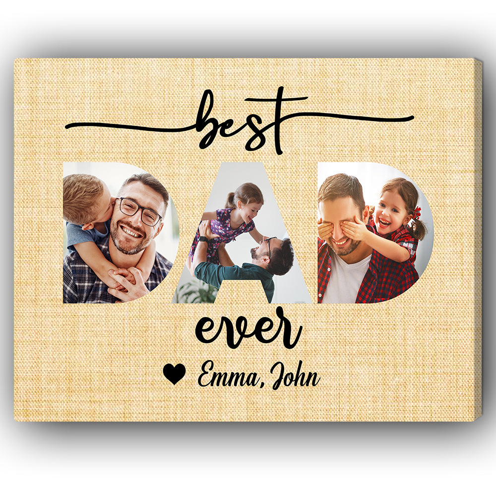 Best Dad ever - Personalized Father's Day or Birthday gift for Dad - Custom Canvas Print - Elizabeth Fashions