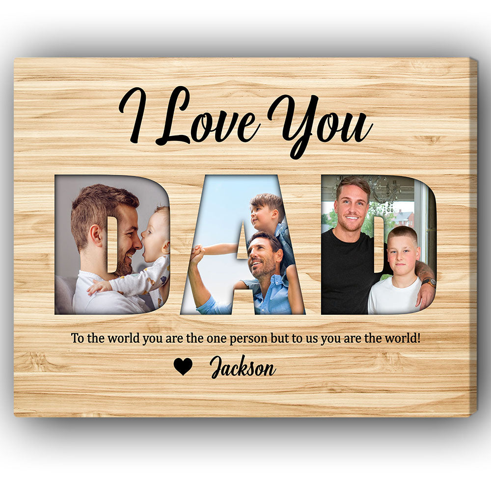 I Love You Dad - Personalized Father's Day gift for Dad - Custom Canvas Print - Elizabeth Fashions