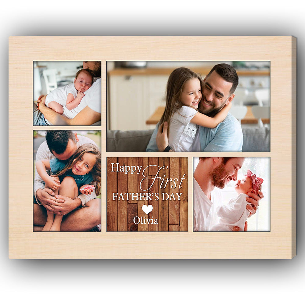 Happy First Father's Day - Personalized Father's Day gift for Dad - Custom Canvas Print - Elizabeth Fashions