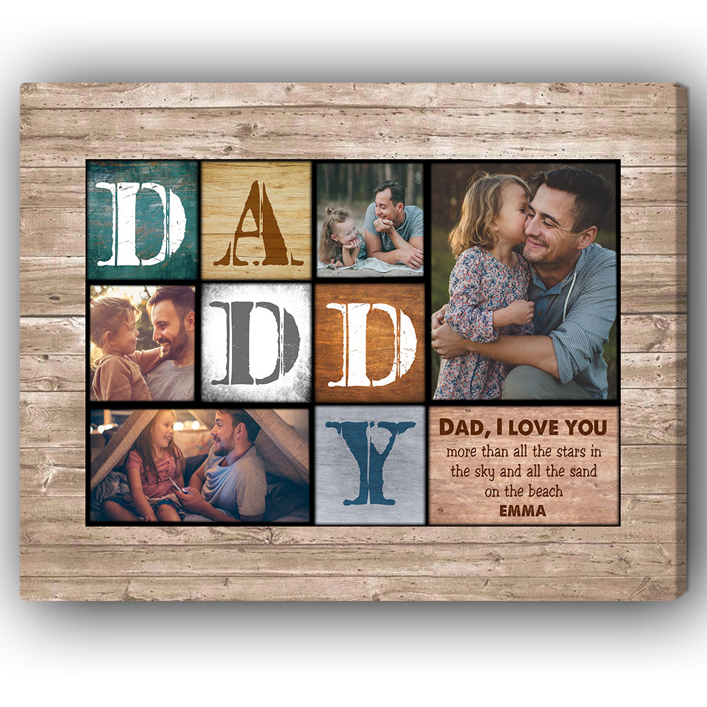I Love You Dad - Personalized Father's Day gift for Dad - Custom Canvas Print - Elizabeth Fashions