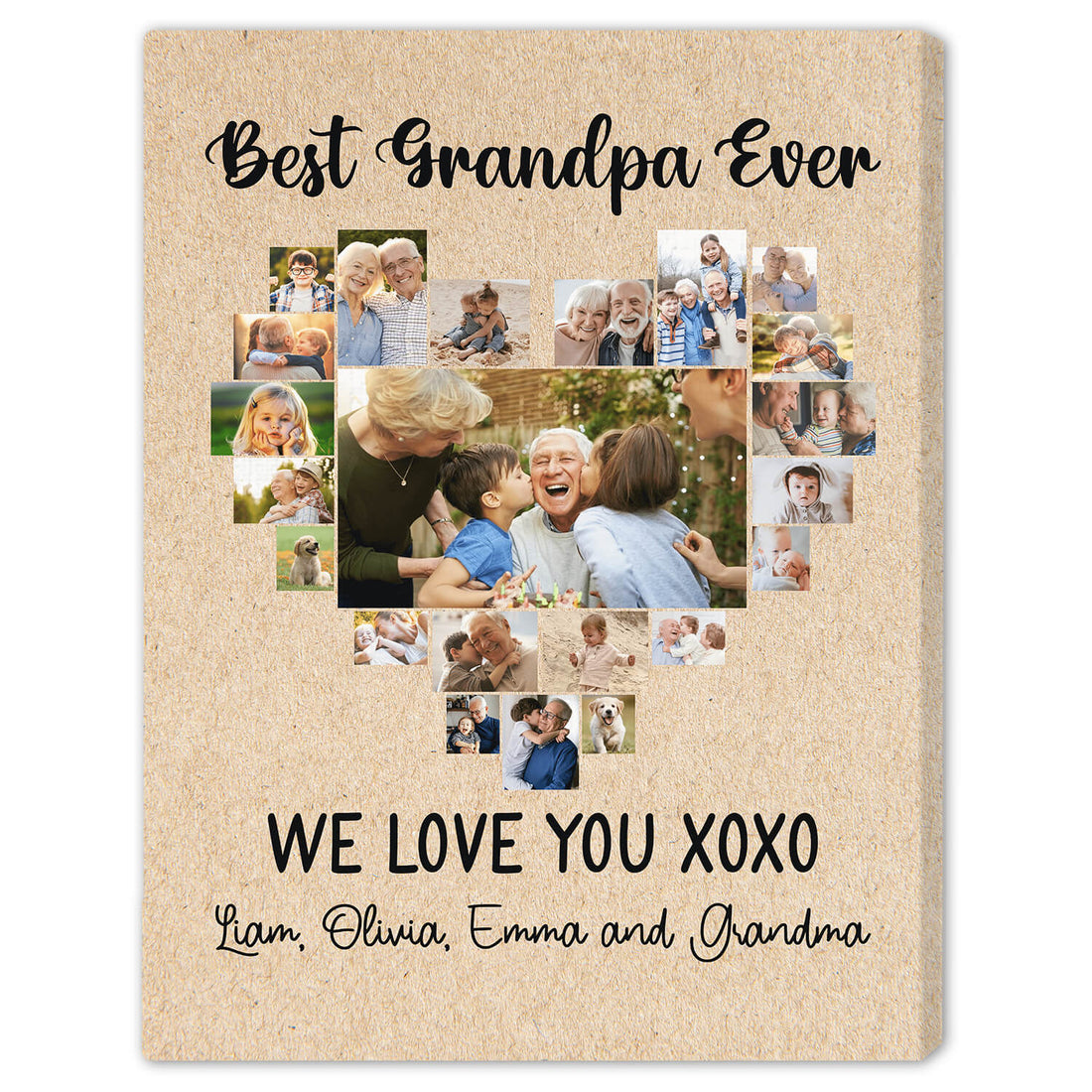 Best grandpa ever - Personalized Father's Day or Birthday gift for Grandpa - Custom Canvas Print - Elizabeth Fashions