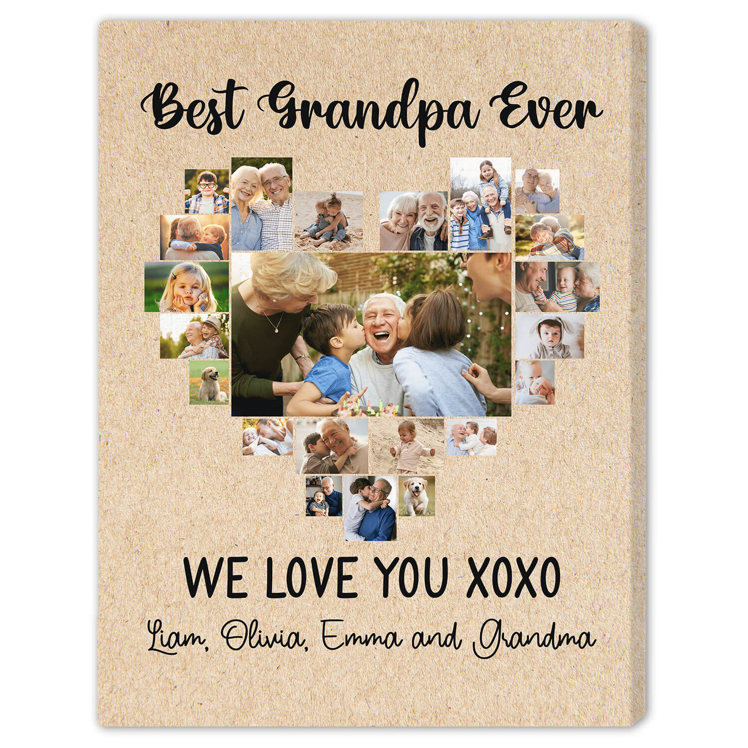 Best grandpa ever - Personalized Father's Day or Birthday gift for Grandpa - Custom Canvas Print - Elizabeth Fashions