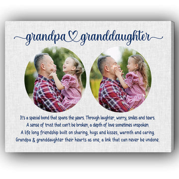 Grandpa & Granddaughter - Personalized Father's Day or Birthday gift for Grandpa - Custom Canvas Print - Elizabeth Fashions