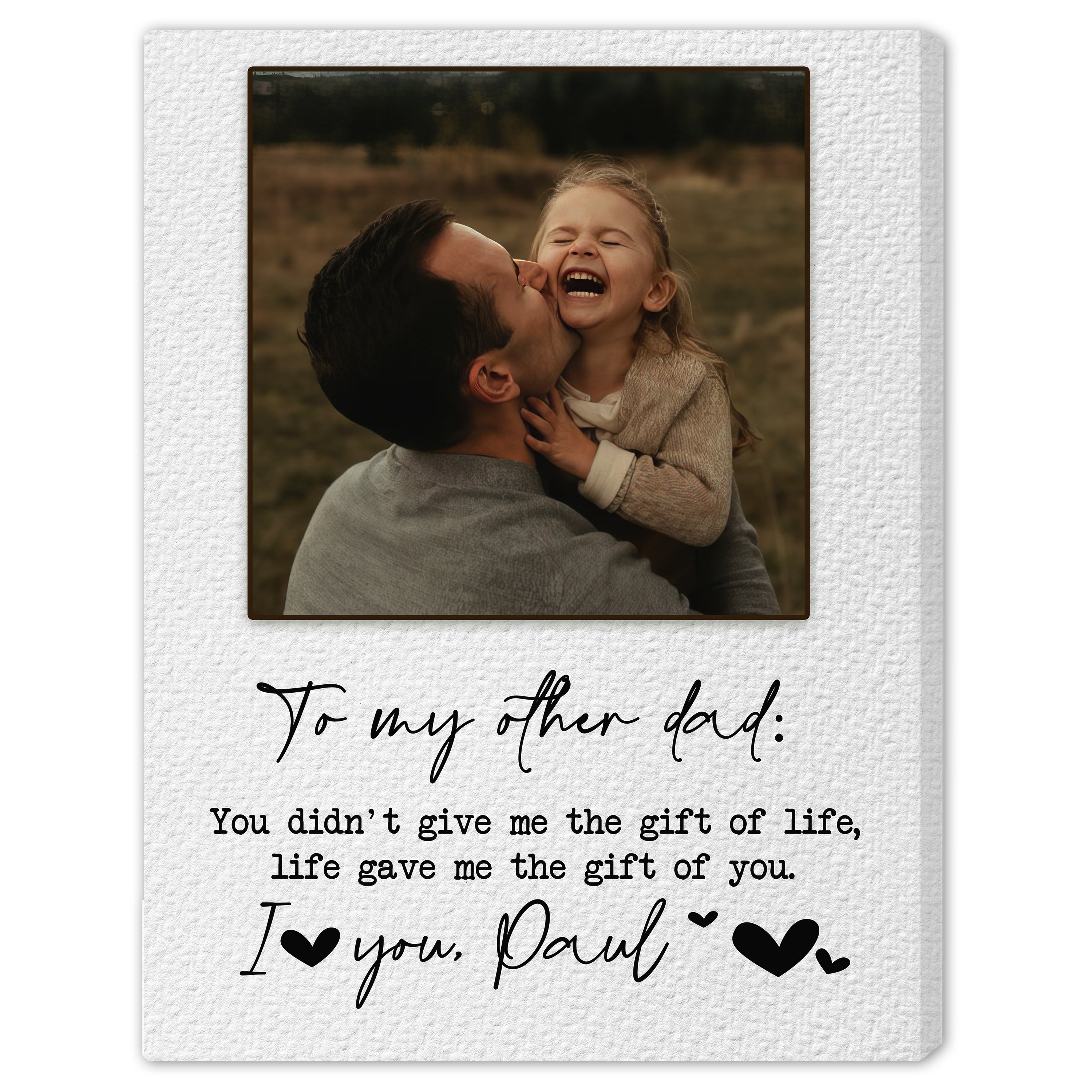 To my other dad - Personalized Father's Day gift for step Dad  - Custom Canvas Print - Elizabeth Fashions