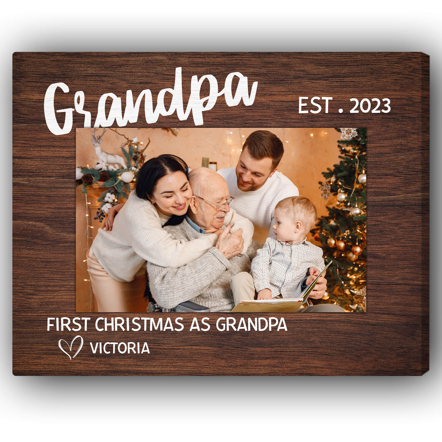 First Chrismtas as Grandpa - Personalized First Christmas gift for Grandpa - Custom Canvas Print - Elizabeth Fashions