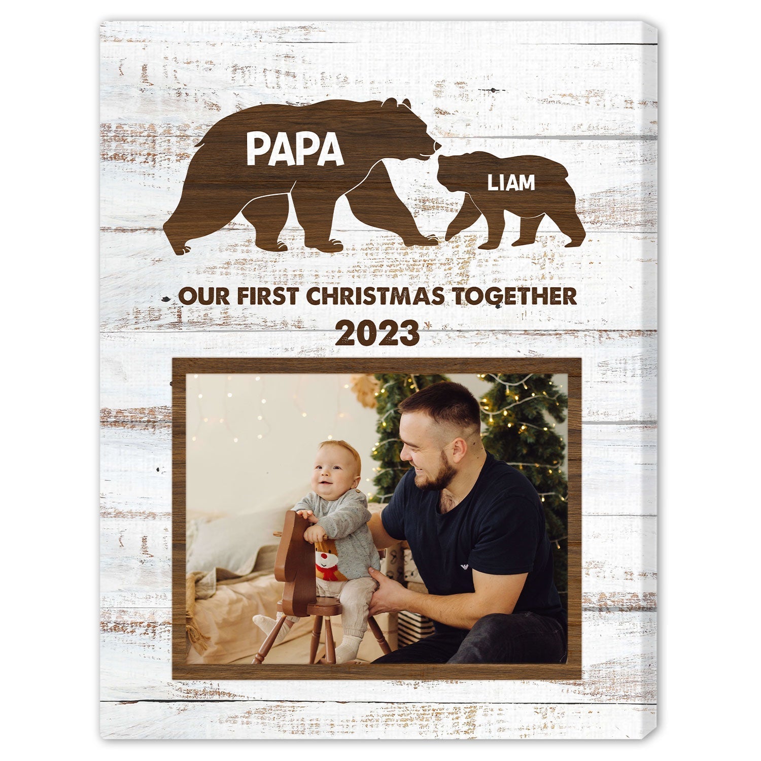 Our First Christmas Together - Personalized First Christmas gift for New Dad - Custom Canvas Print - Elizabeth Fashions