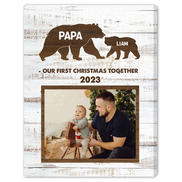 Our First Christmas Together - Personalized First Christmas gift for New Dad - Custom Canvas Print - Elizabeth Fashions