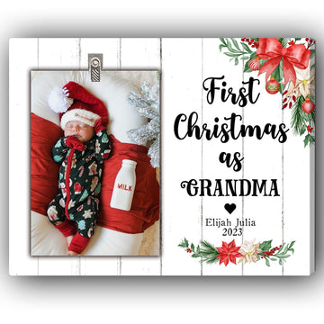 First Christmas as Grandma - Personalized First Christmas gift for Grandma - Custom Canvas Print - Elizabeth Fashions