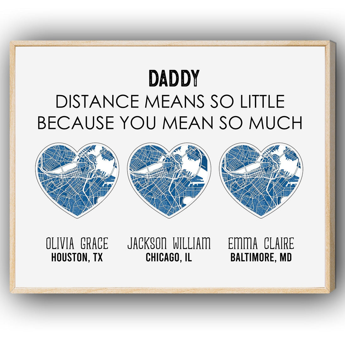 You Mean The World To Us - Personalized Birthday or Christmas gift For Long Distance Dad - Custom Canvas Print - Elizabeth Fashions