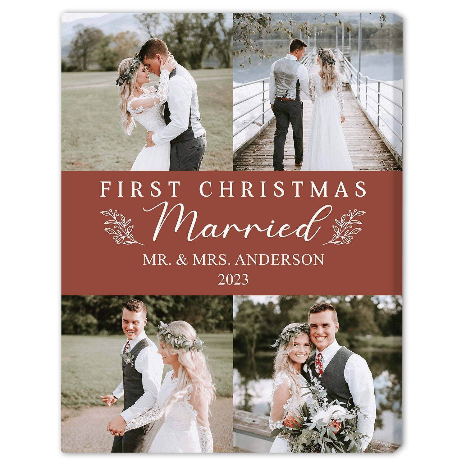 First Christmas Married - Personalized First Christmas gift For Husband or Wife - Custom Canvas Print - Elizabeth Fashions