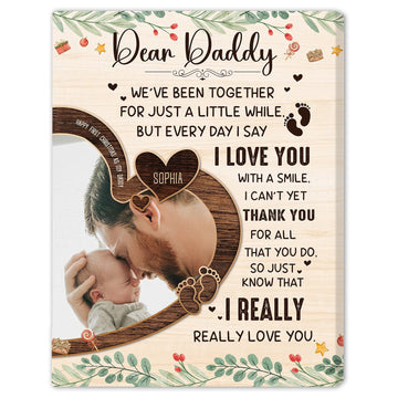 Dear Daddy - Personalized First Christmas gift For New Dad - Custom Canvas Print - Elizabeth Fashions