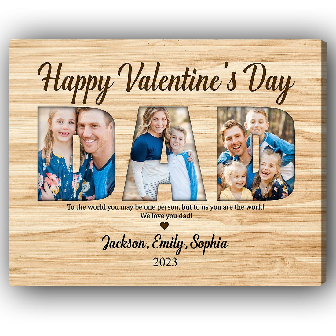 Happy Valentine's Day Dad - Personalized Valentine's Day gift For Dad - Custom Canvas Print - Elizabeth Fashions