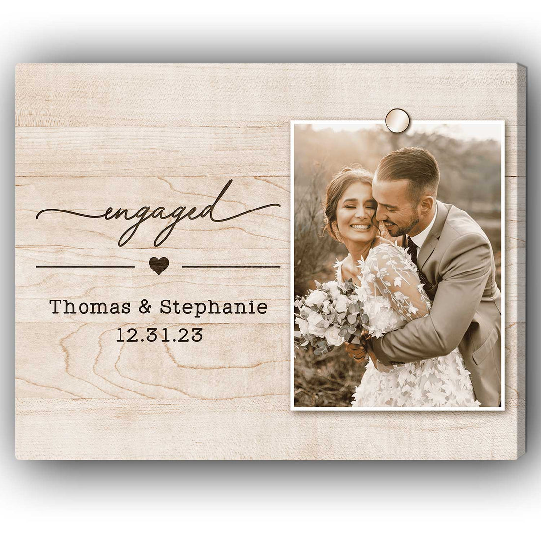 Engaged - Personalized Engagement or Valentine's Day gift For Fiance - Custom Canvas Print - Elizabeth Fashions