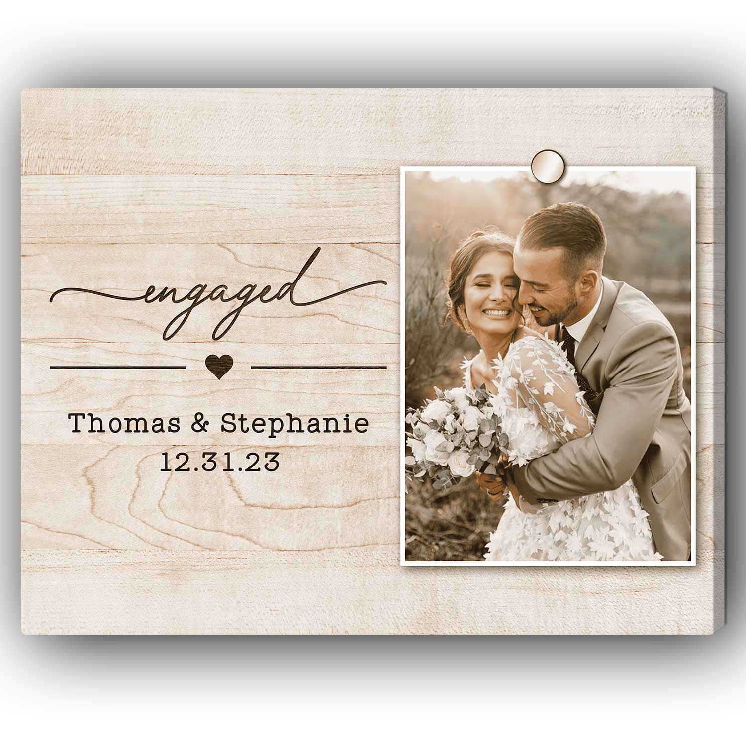 Engaged - Personalized Engagement or Valentine's Day gift For Fiance - Custom Canvas Print - Elizabeth Fashions