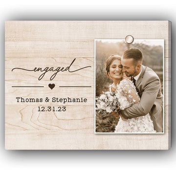 Engaged - Personalized Engagement or Valentine's Day gift For Fiance - Custom Canvas Print - Elizabeth Fashions