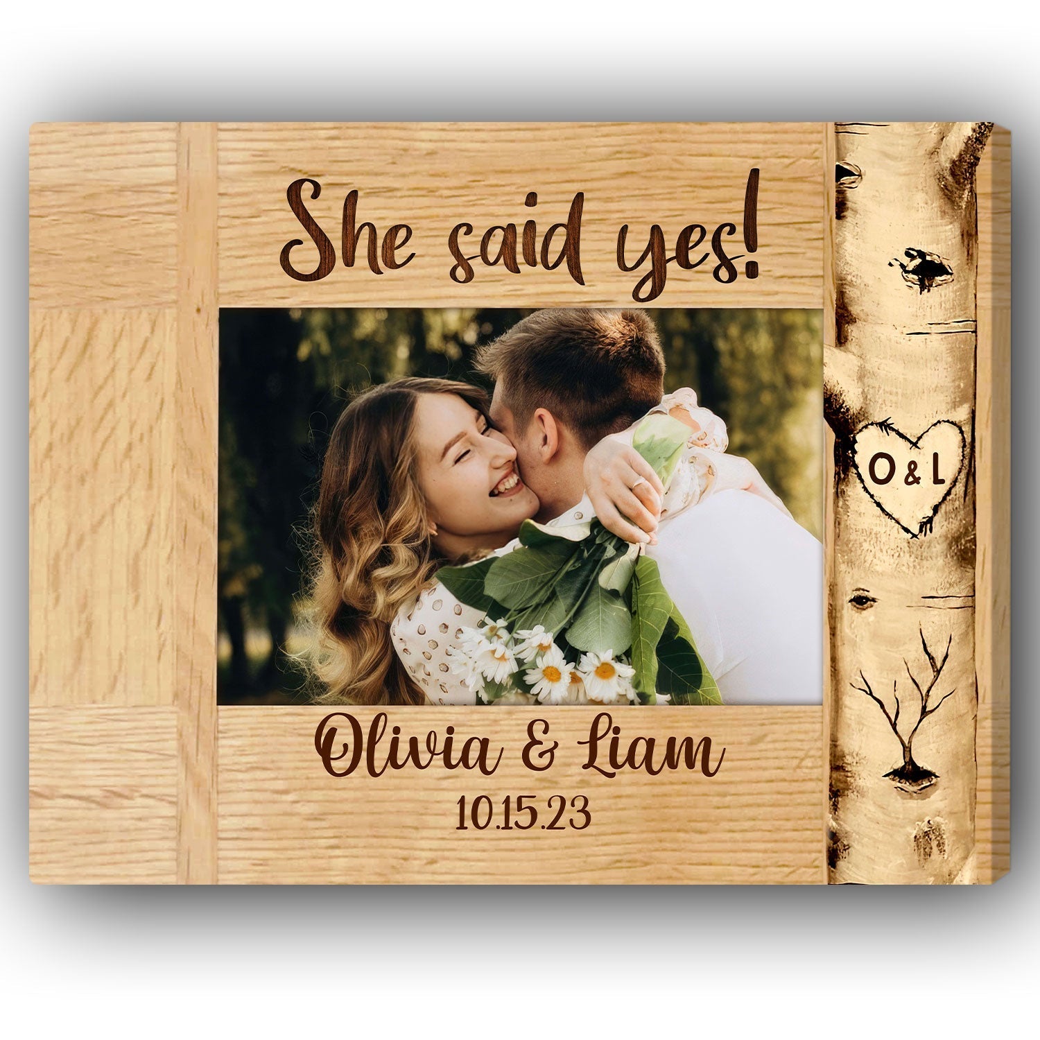 She Said Yes! - Personalized Engagement, Valentine's Day or Christmas gift For Fiance - Custom Canvas Print - Elizabeth Fashions