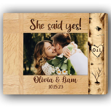 She Said Yes! - Personalized Engagement, Valentine's Day or Christmas gift For Fiance - Custom Canvas Print - Elizabeth Fashions