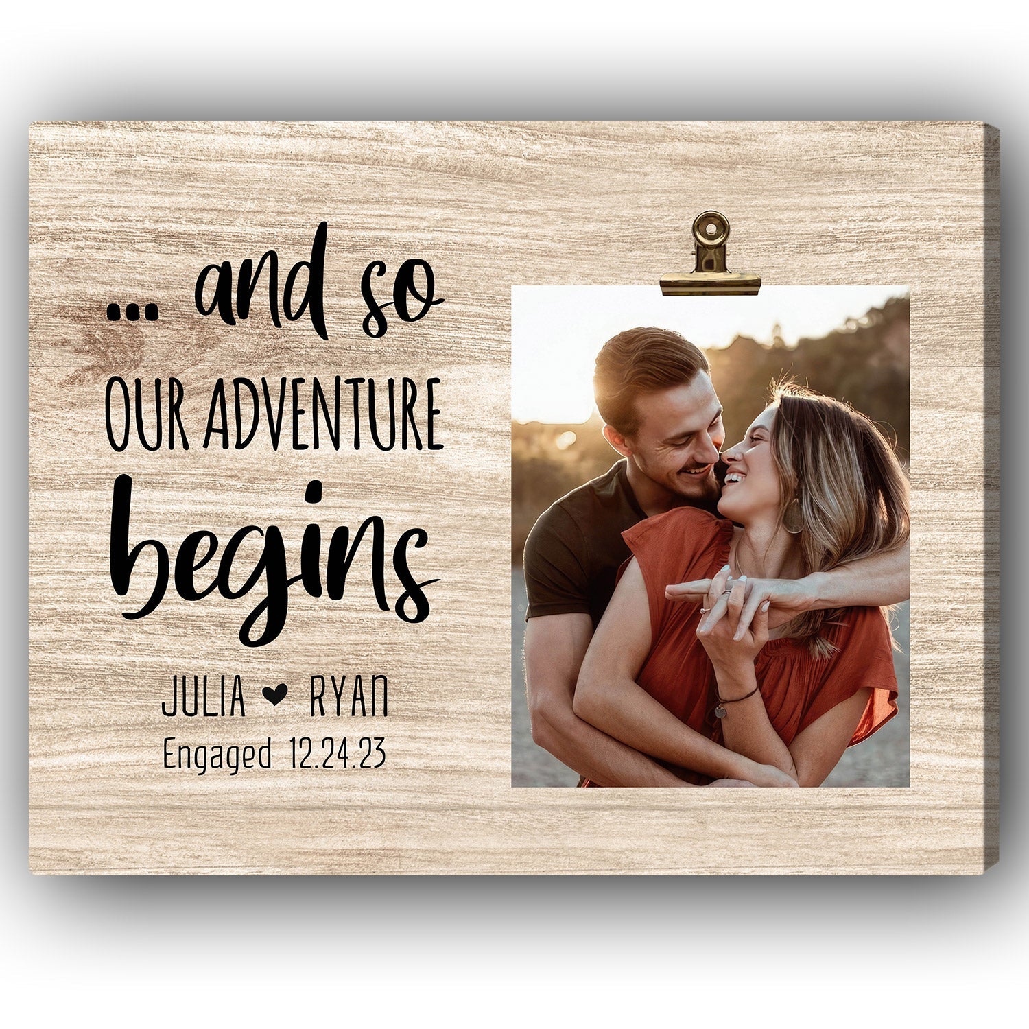 Our Adventure Begins - Personalized Engagement or Valentine's Day gift For Fiance - Custom Canvas Print - Elizabeth Fashions
