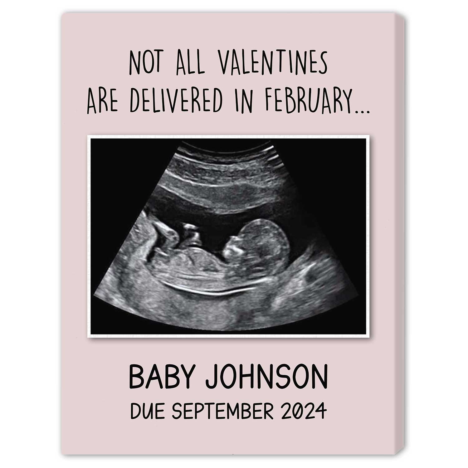 Pregnancy Valentines Announcement - Personalized Valentine's Day Pregnancy Announcement gift For Family - Custom Canvas Print - Elizabeth Fashions