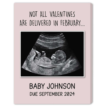 Pregnancy Valentines Announcement - Personalized Valentine's Day Pregnancy Announcement gift For Family - Custom Canvas Print - Elizabeth Fashions