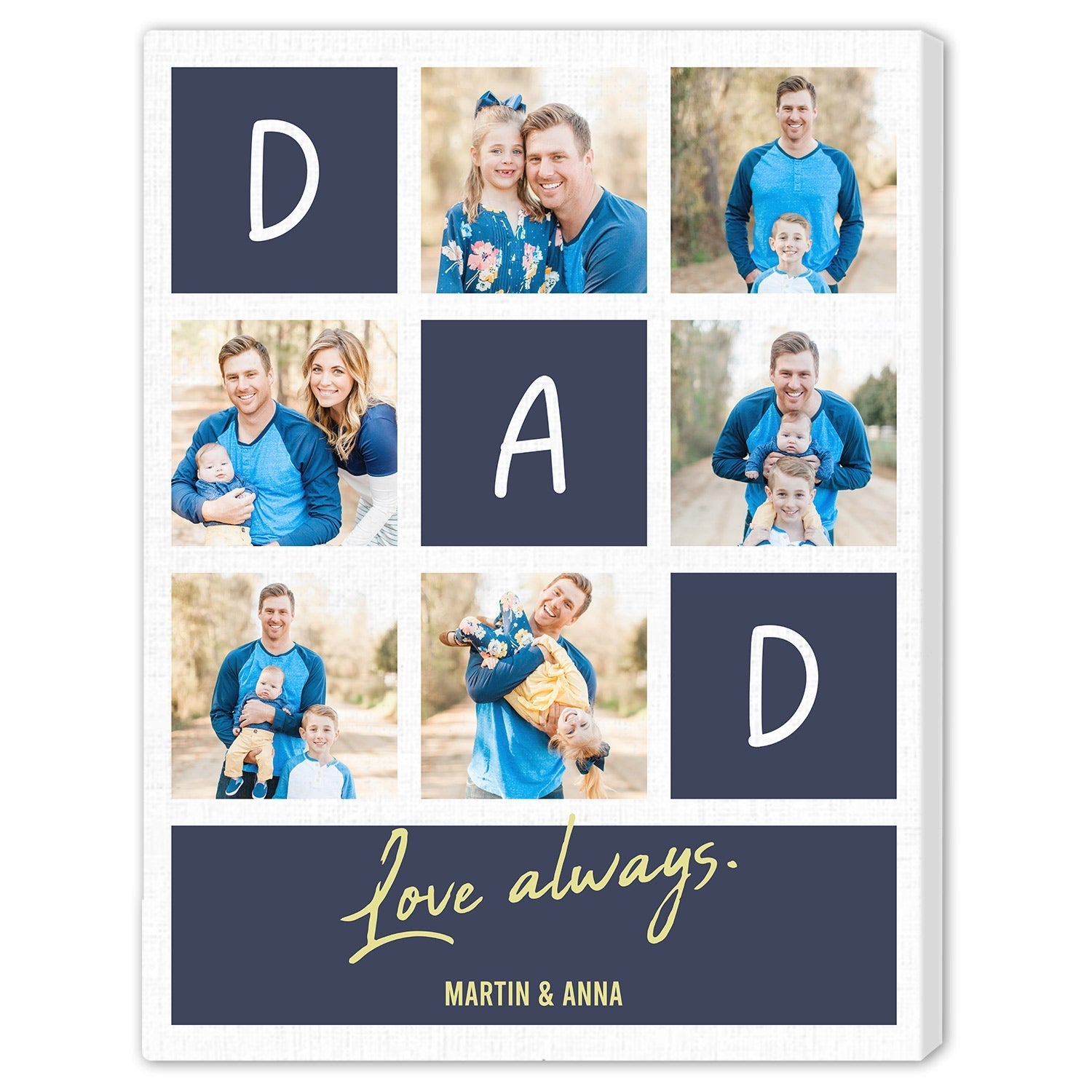 Love Always - Personalized Father's Day, Birthday, Valentine's Day or Christmas gift For Dad - Custom Canvas Print - Elizabeth Fashions