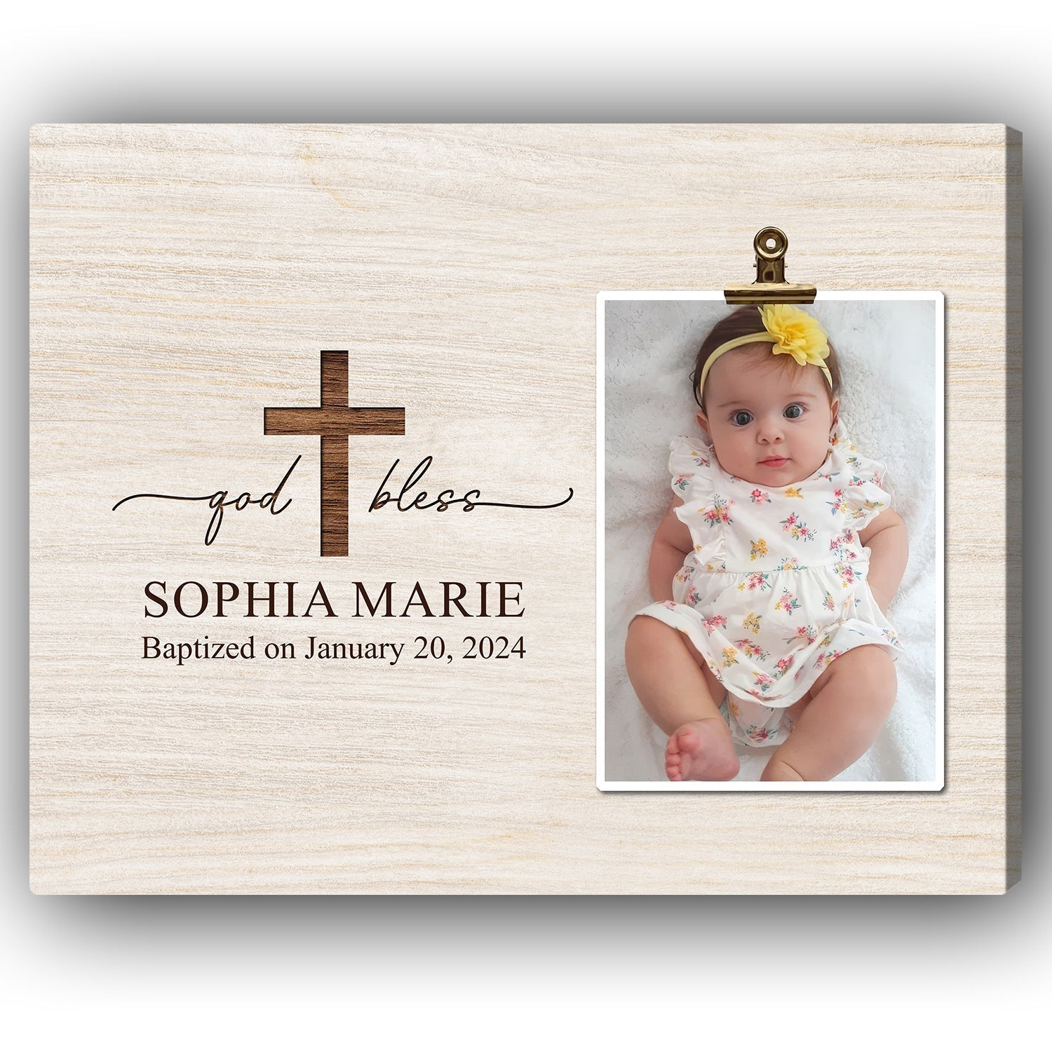 God Bless - Personalized Baby Baptism gift - Custom Canvas Print - Elizabeth Fashions