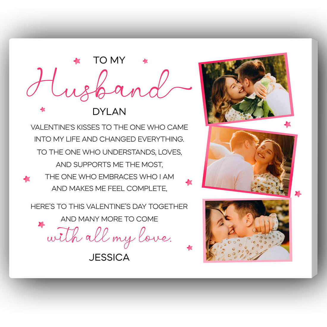 To My Husband - Personalized Valentine's Day gift For Husband - Custom Canvas Print - Elizabeth Fashions