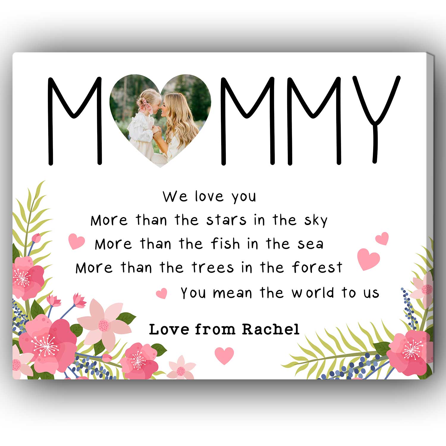 Mommy - Personalized Mother's Day, Birthday, Valentine's Day or Christmas gift For Mom - Custom Canvas Print - Elizabeth Fashions