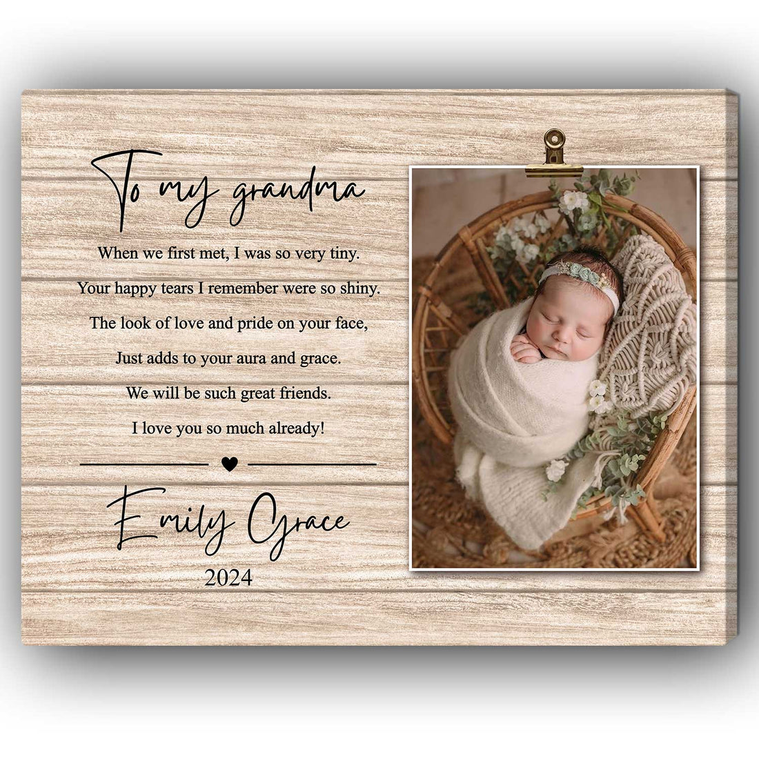 To My Grandma - Personalized gift For Grandma - Custom Canvas Print - Elizabeth Fashions