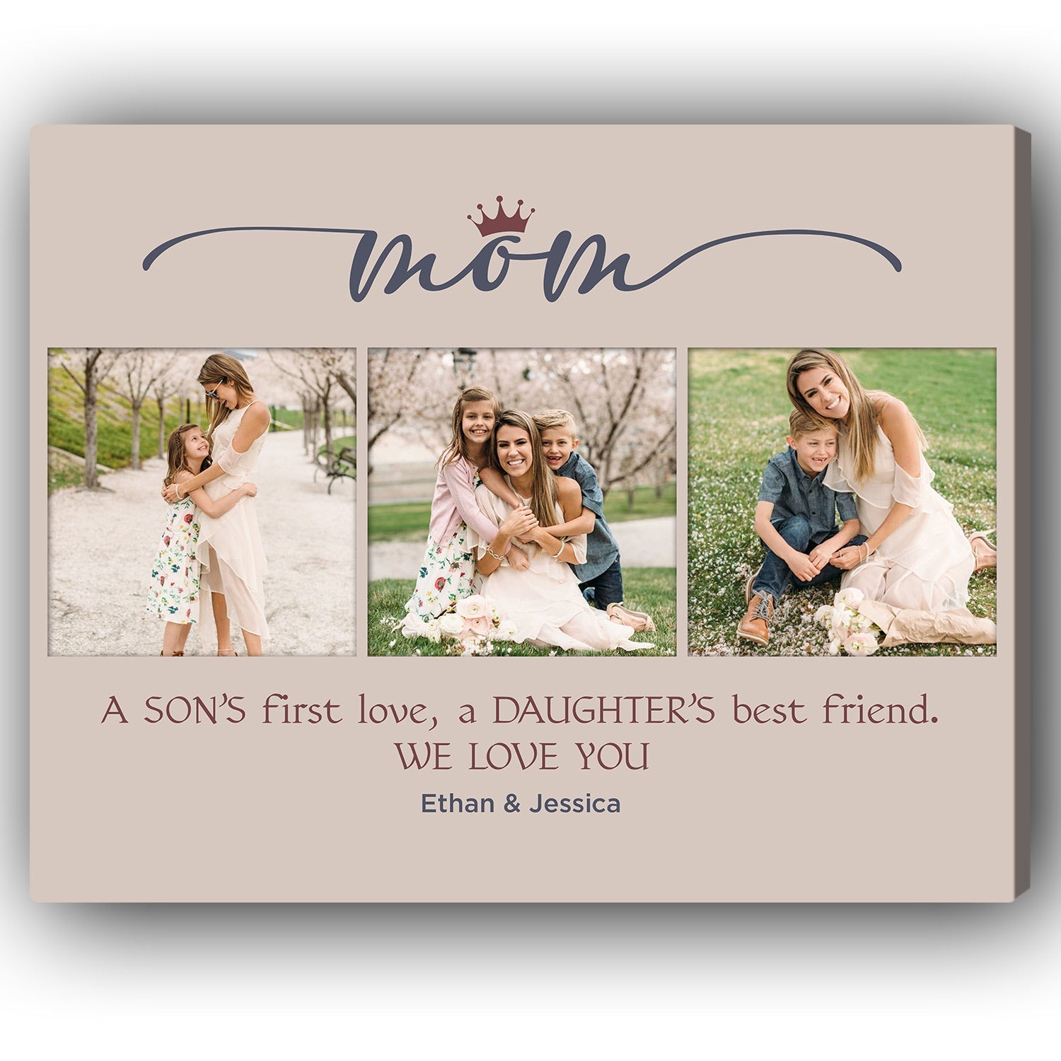 A Son's First Love, A Daughter's Best Friend - Personalized gift For Mom - Custom Canvas Print - Elizabeth Fashions