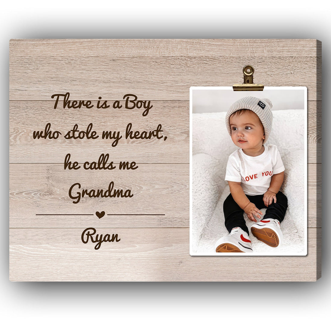There's A Boy Who Stole My Heart - Personalized gift For Grandma - Custom Canvas Print - Elizabeth Fashions