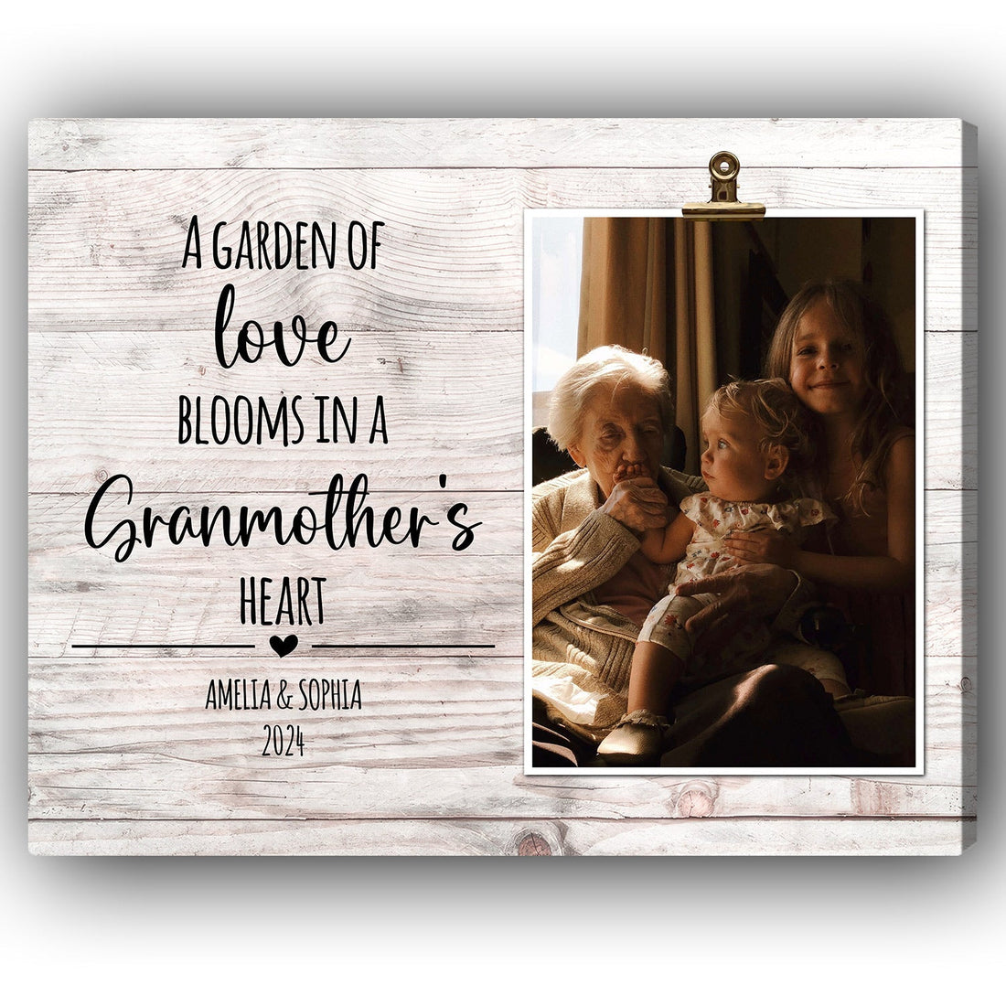 A Garden Of Love Blooms In A Grandmother's Heart - Personalized gift For Grandma - Custom Canvas Print - Elizabeth Fashions