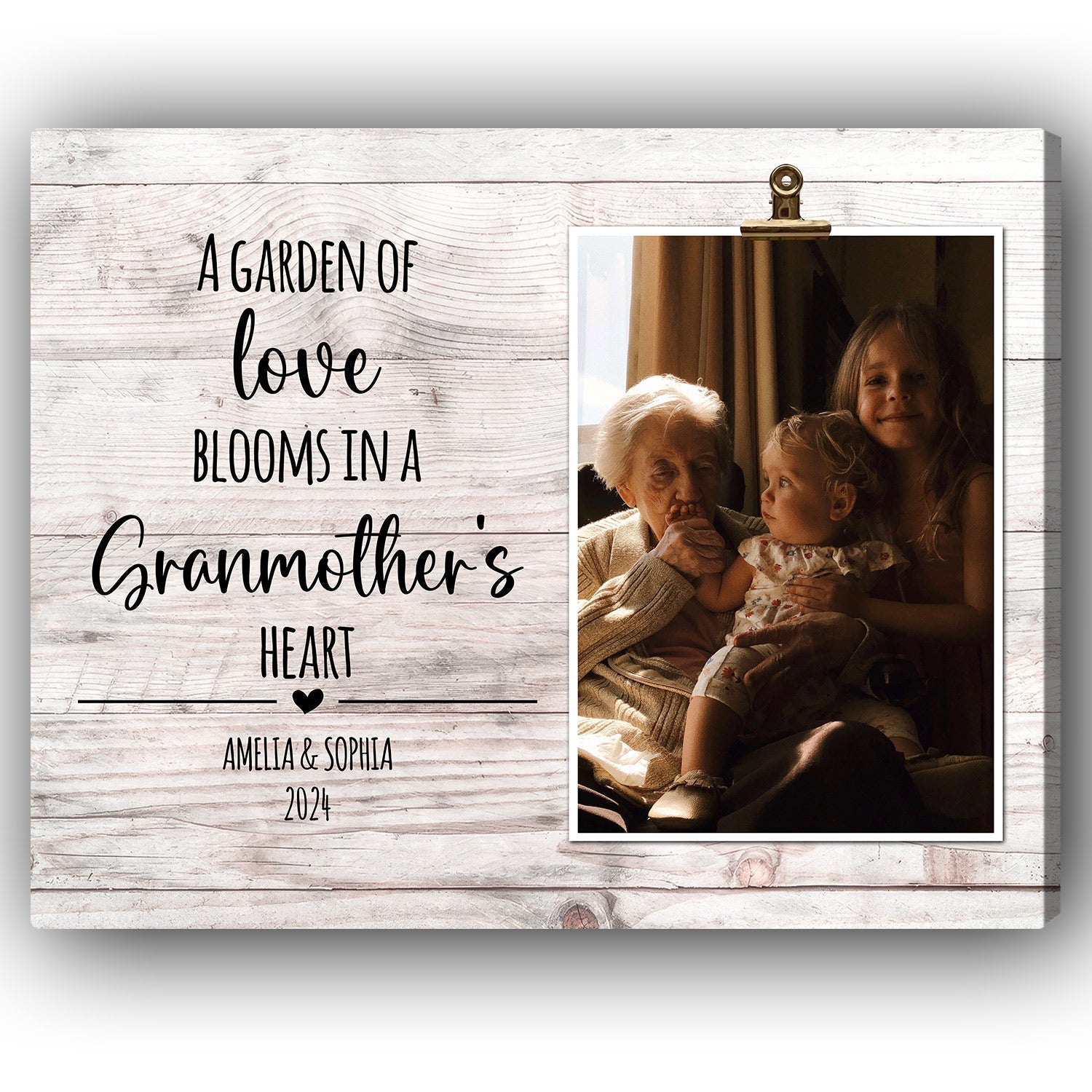 A Garden Of Love Blooms In A Grandmother's Heart - Personalized gift For Grandma - Custom Canvas Print - Elizabeth Fashions