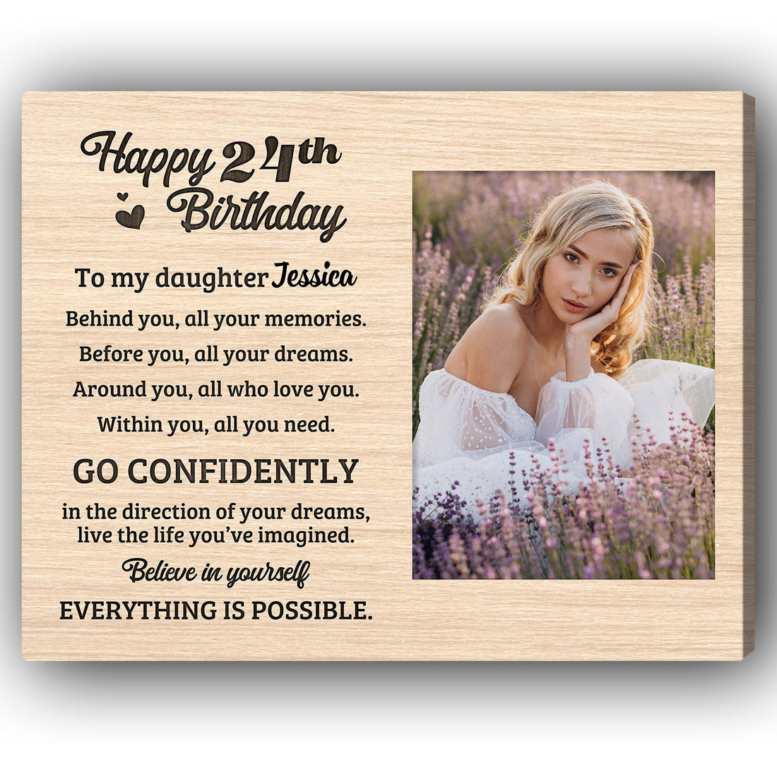 Happy 24th Birthday - Personalized 24th Birthday gift For Daughter - Custom Canvas Print - Elizabeth Fashions