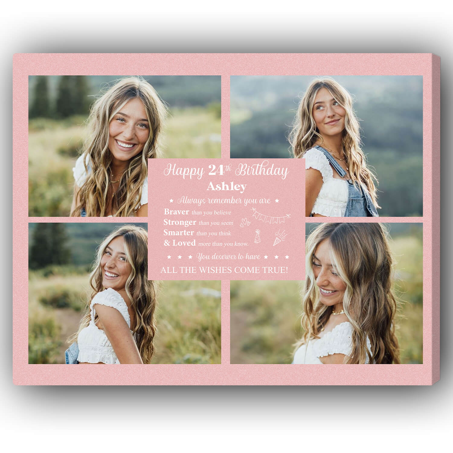 Happy 24th Birthday - Personalized 24th Birthday gift For 24 Year Old - Custom Canvas Print - Elizabeth Fashions