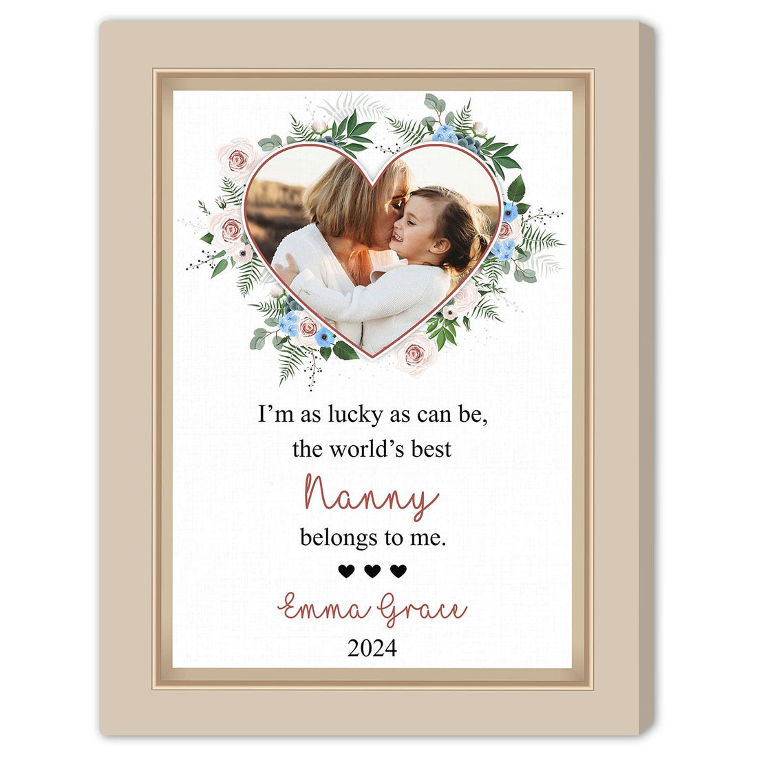 I'm As Lucky As Can Be - Personalized gift For Grandma - Custom Canvas Print - Elizabeth Fashions