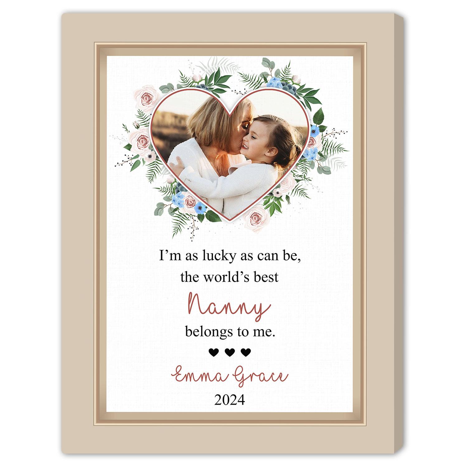 I'm As Lucky As Can Be - Personalized gift For Grandma - Custom Canvas Print - Elizabeth Fashions