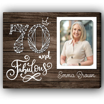 70 And Fabulous - Personalized 70th Birthday gift For 70 Year Old - Custom Canvas Print - Elizabeth Fashions