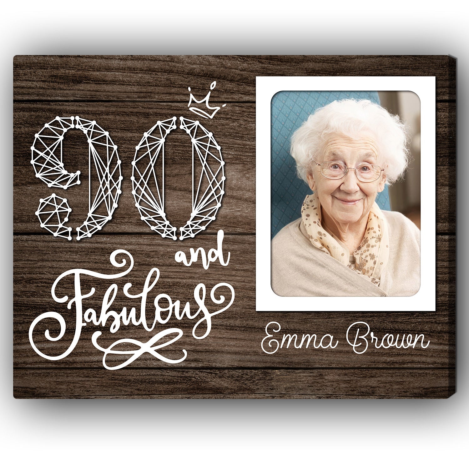 90 And Fabulous - Personalized 90th Birthday gift For 90 Year Old - Custom Canvas Print - Elizabeth Fashions
