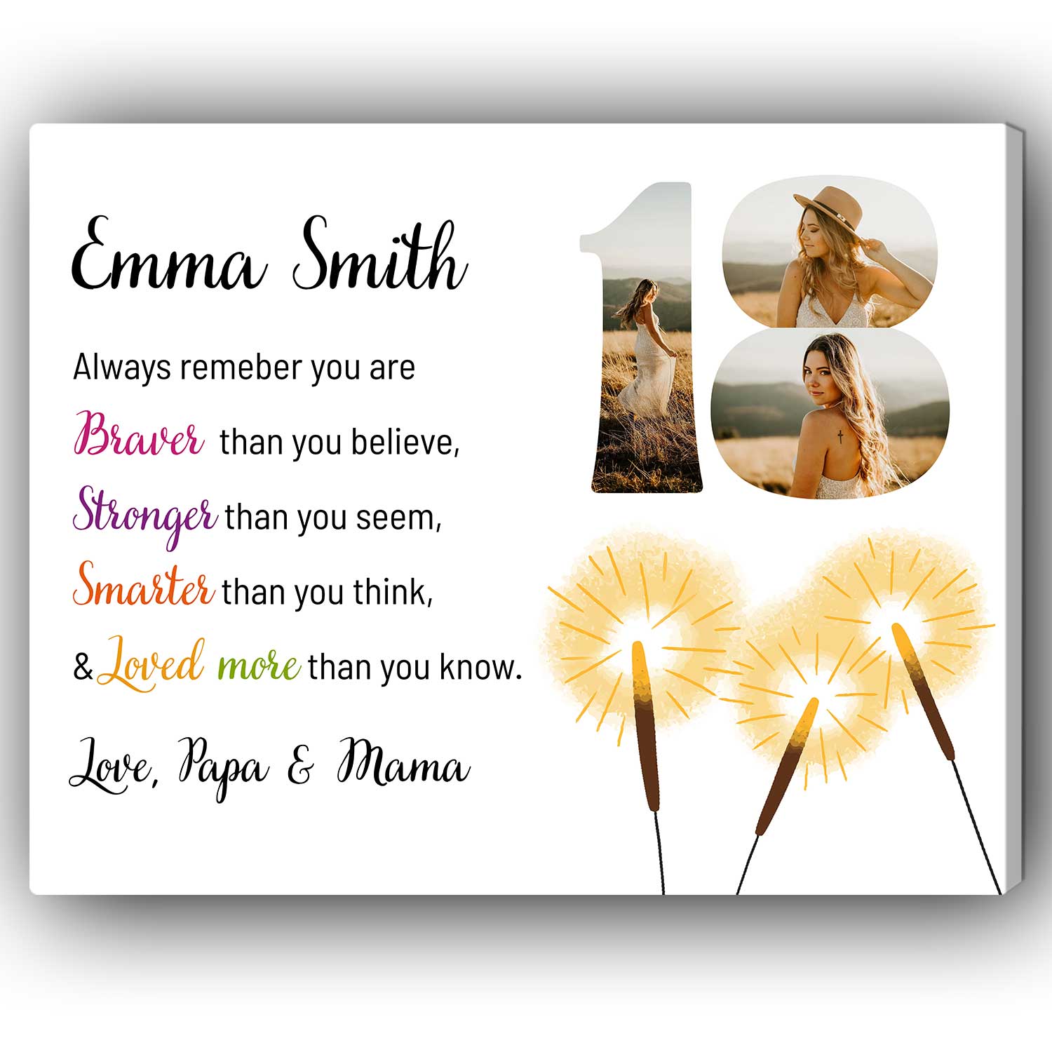 You Are - Personalized 18th Birthday gift For 18 Year Old - Custom Canvas Print - Elizabeth Fashions