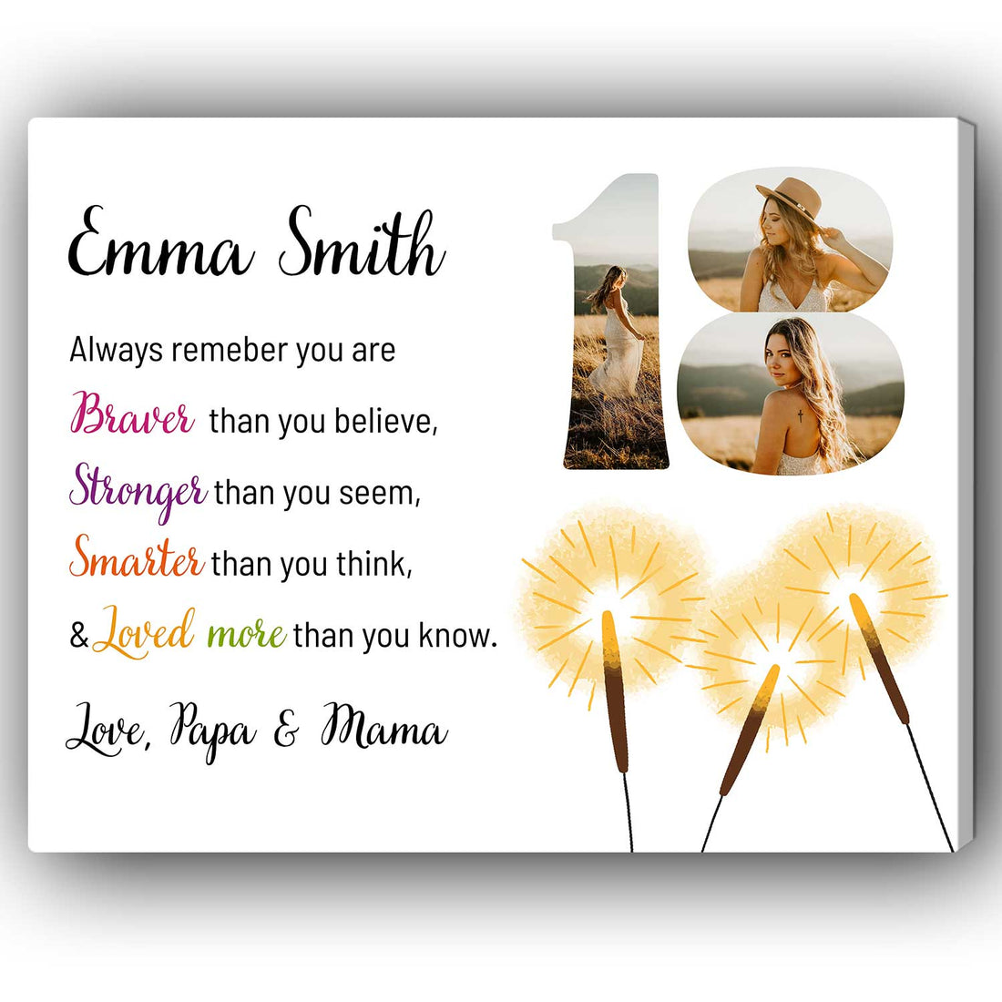 You Are - Personalized 18th Birthday gift For 18 Year Old - Custom Canvas Print - Elizabeth Fashions