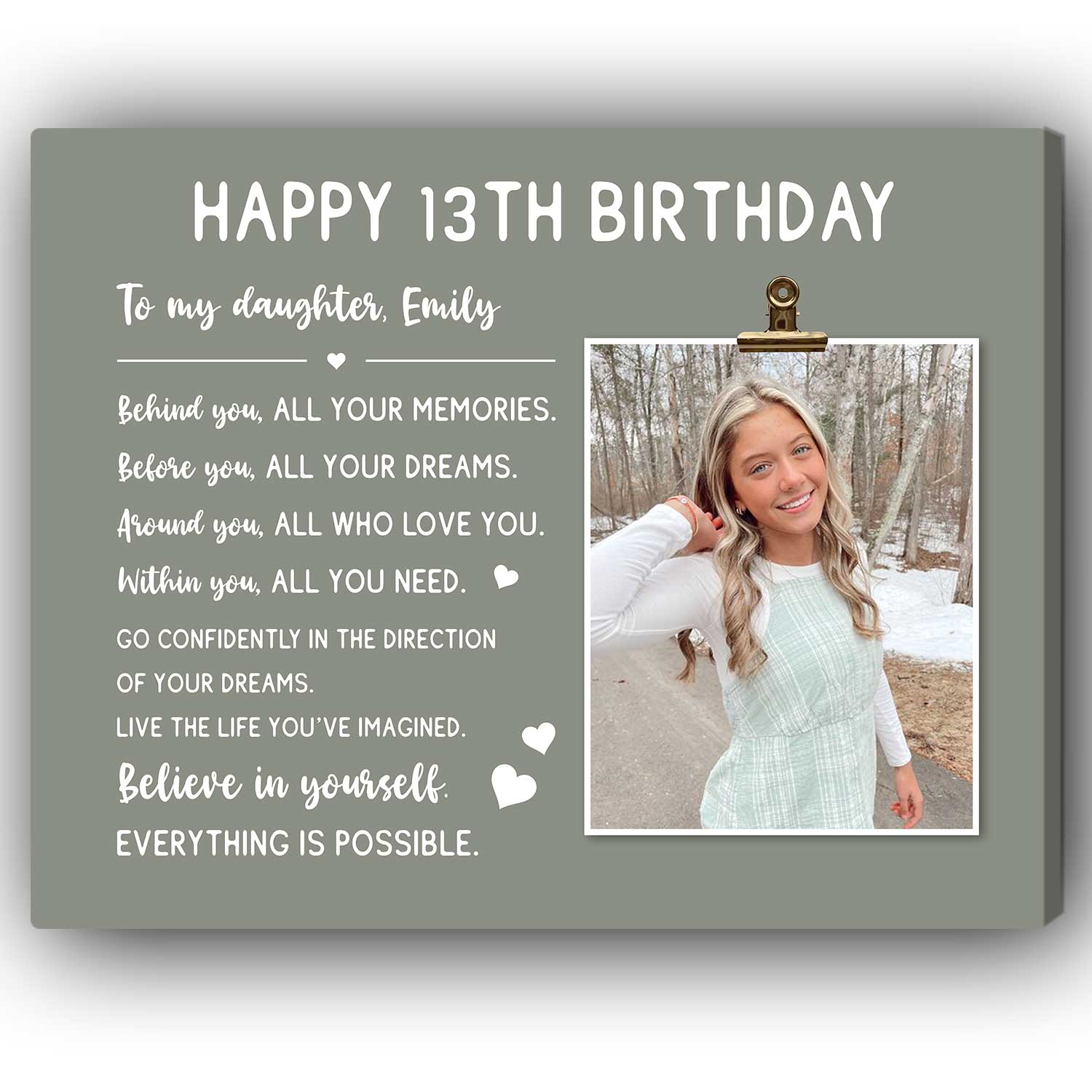 Happy 13th Birthday - Personalized 13th Birthday gift For Daughter - Custom Canvas Print - Elizabeth Fashions