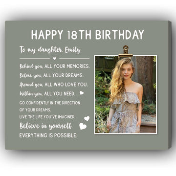 Happy 18th Birthday - Personalized 18th Birthday gift For Daughter - Custom Canvas Print - Elizabeth Fashions