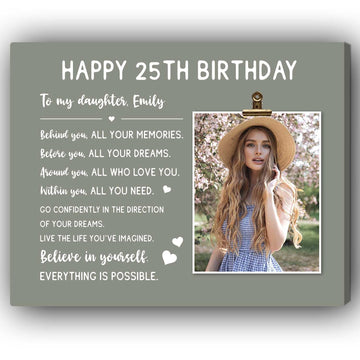 Happy 25th Birthday - Personalized 25th Birthday gift For Daughter - Custom Canvas Print - Elizabeth Fashions
