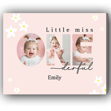Little Miss Onederdul - Personalized gift For 1 Year Old Girl - Custom Canvas Print - Elizabeth Fashions