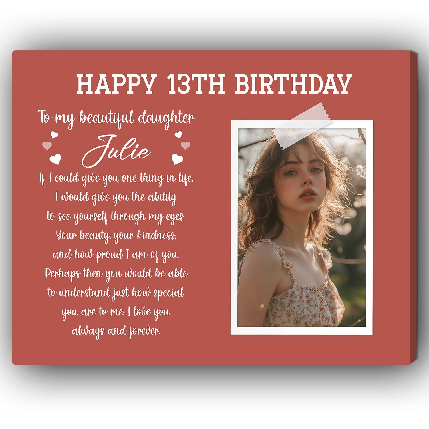 Happy 13th Birthday - Personalized 13th Birthday gift For Daughter - Custom Canvas Print - Elizabeth Fashions