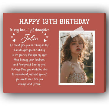 Happy 13th Birthday - Personalized 13th Birthday gift For Daughter - Custom Canvas Print - Elizabeth Fashions