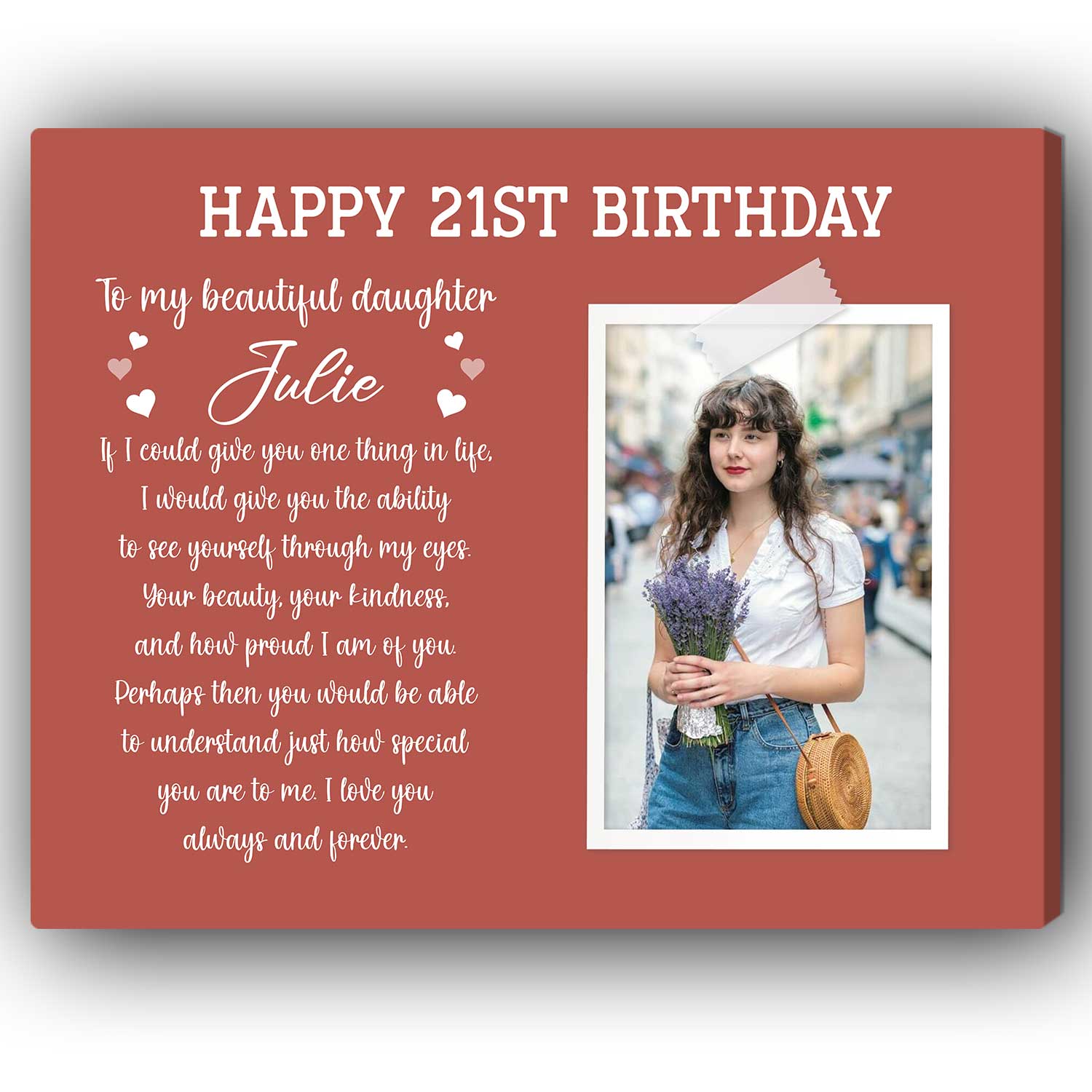 Happy 21st Birthday - Personalized 21st Birthday gift For Daughter - Custom Canvas Print - Elizabeth Fashions