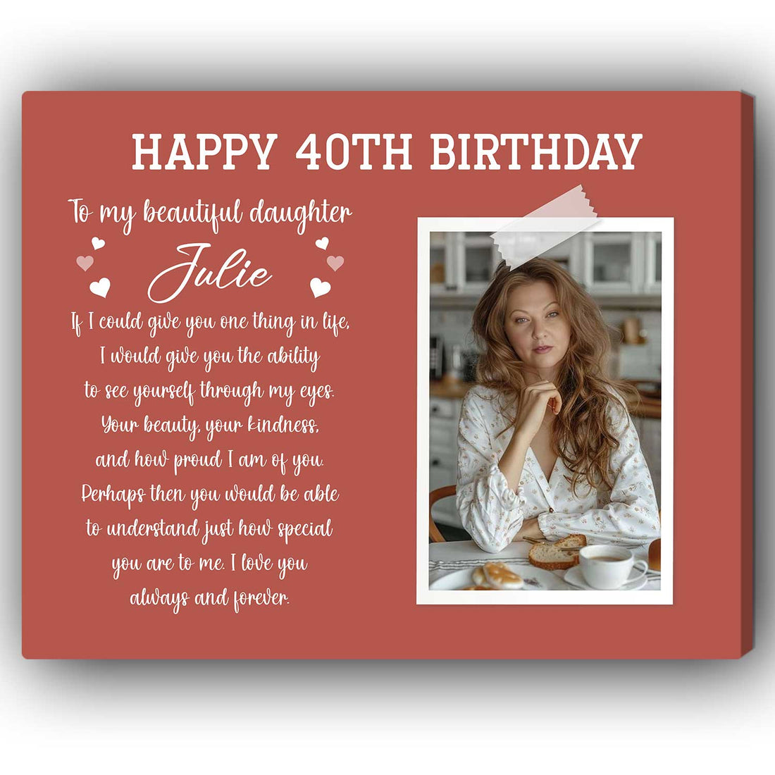Happy 40th Birthday - Personalized 40th Birthday gift For Daughter - Custom Canvas Print - Elizabeth Fashions